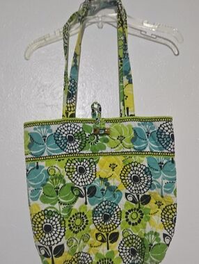 Vera Bradley Green, Teal & Yellow Quilted Floral Tote